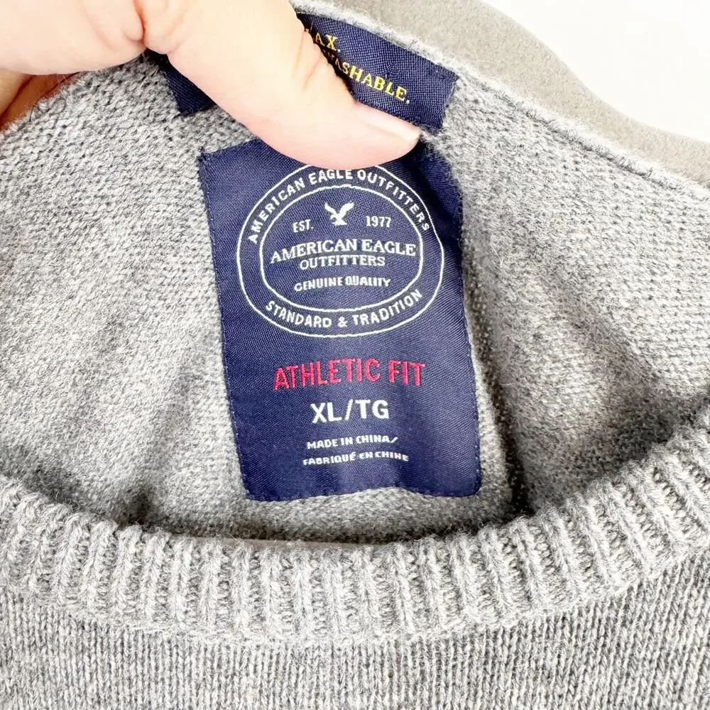 American Eagle AE Wool Blend Crewneck Striped Knit Sweater Men’s Athletic Fit XL